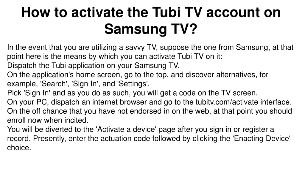 PPT - How To Activate Tubi TV 2021 (Tubi Tv Activate) PowerPoint ...