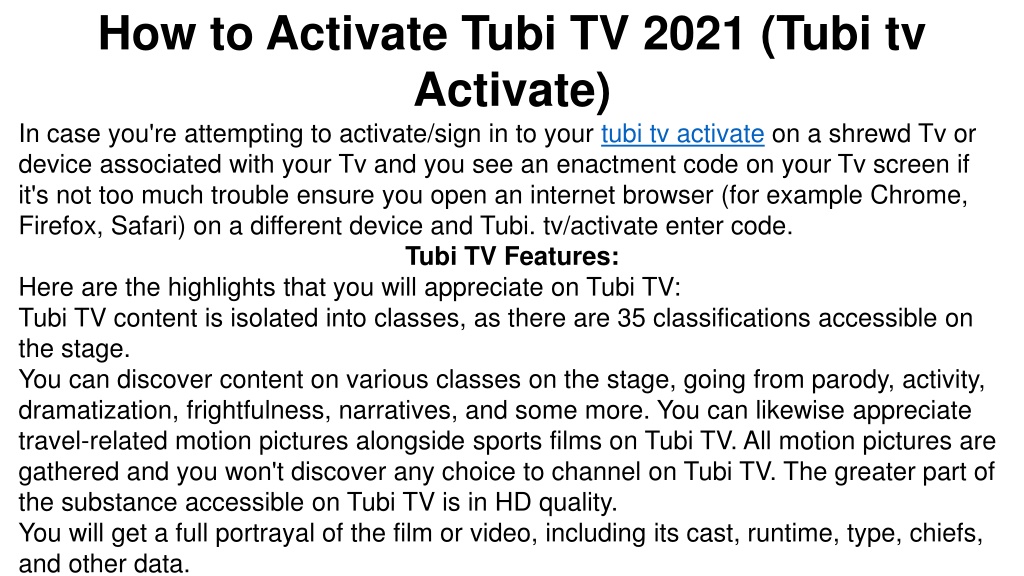 PPT - How To Activate Tubi TV 2021 (Tubi Tv Activate) PowerPoint ...