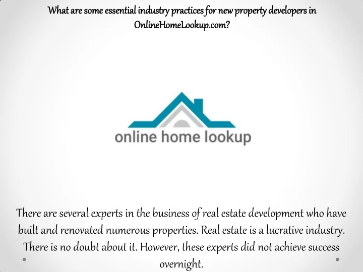 PPT Information About Real Estate Before You