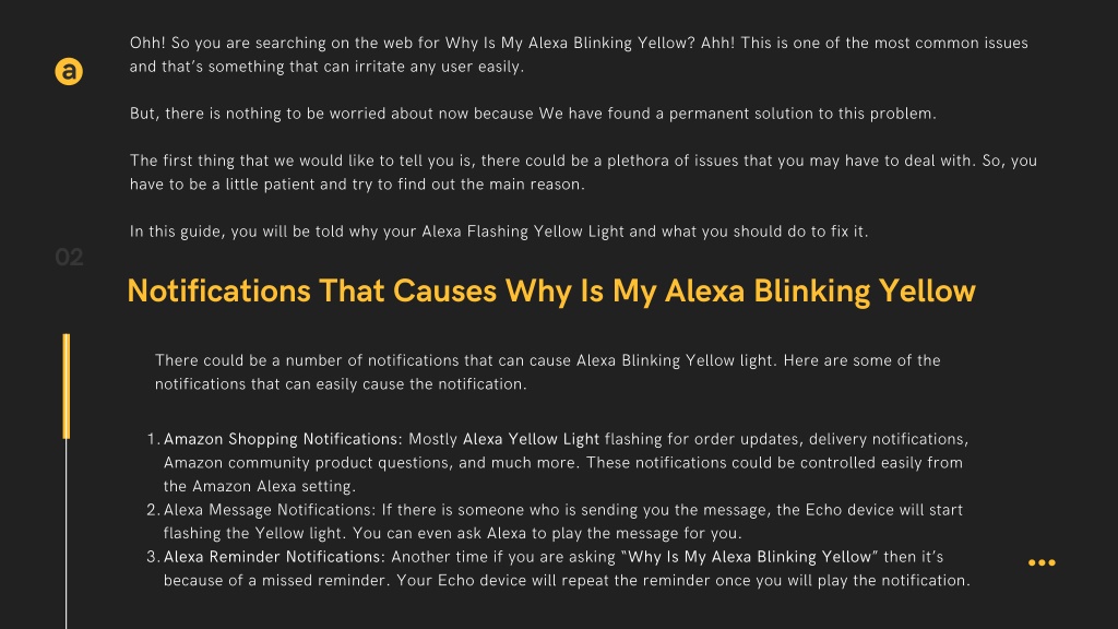 what does yellow blinking light on alexa mean