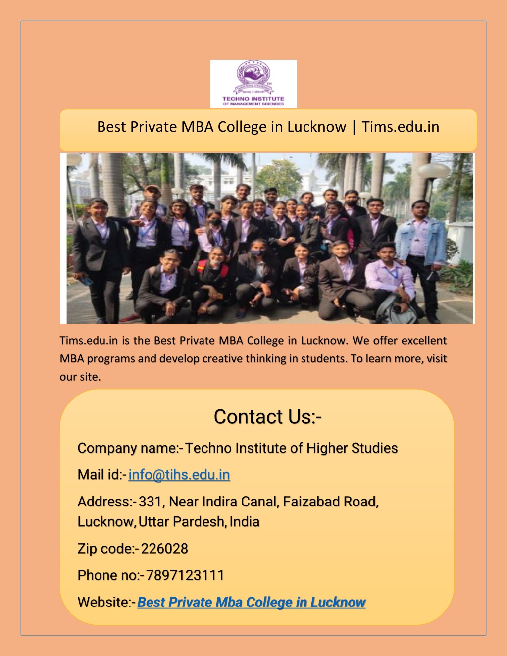 PPT - Best Private MBA College In Lucknow Tims.edu.in PowerPoint ...