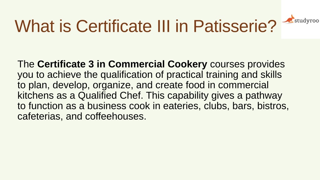 What Is Certificate Iii In Patisserie L 