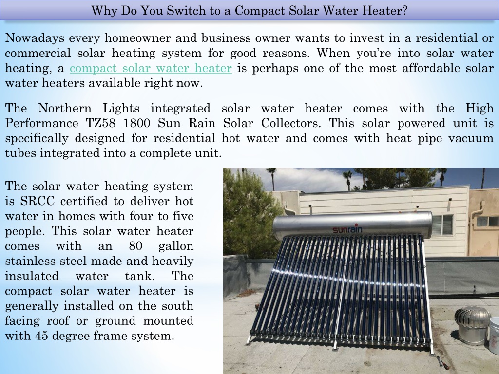 Ppt Compact Solar Water Heater Northern Lights Solar Solutions Powerpoint Presentation Id 4358