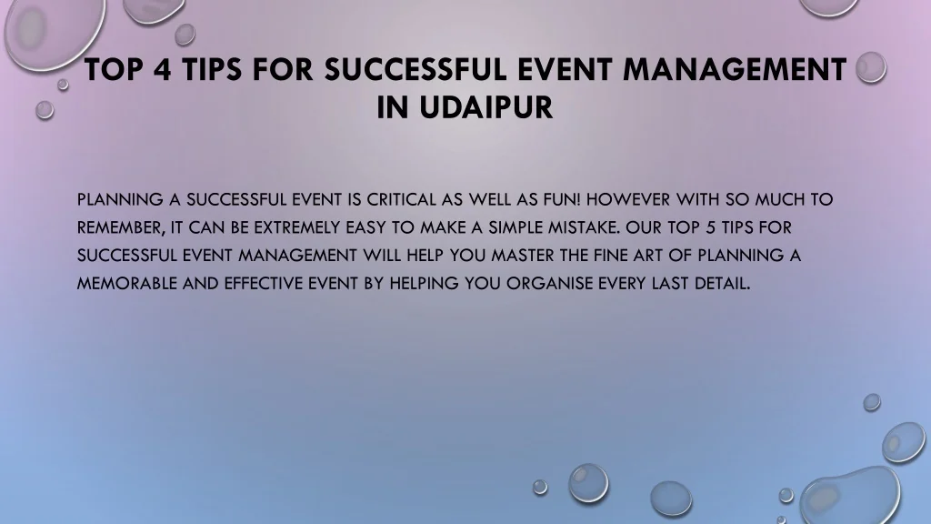 PPT - Top 4 Tips for Successful Event Management in Udaipur PowerPoint ...
