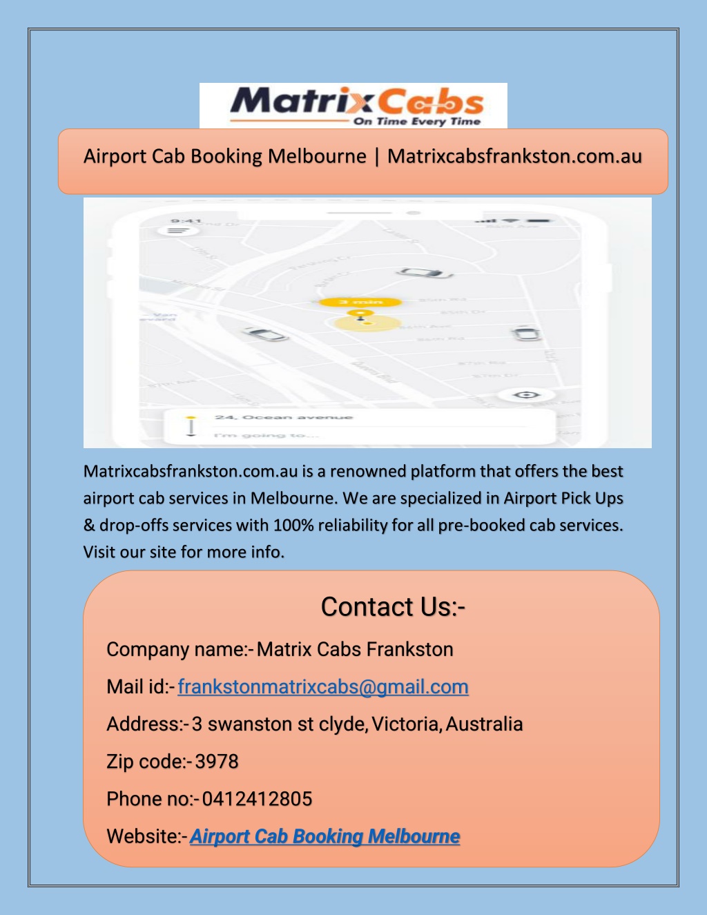 Ppt Airport Cab Booking Melbourne Au