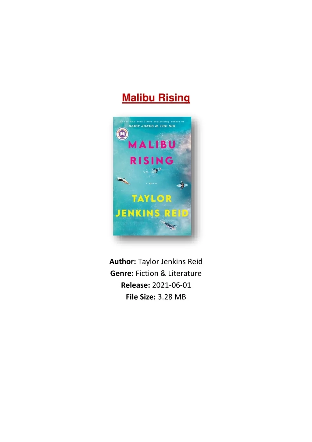 PPT [PDF] Free Download Malibu Rising By Taylor Jenkins Reid