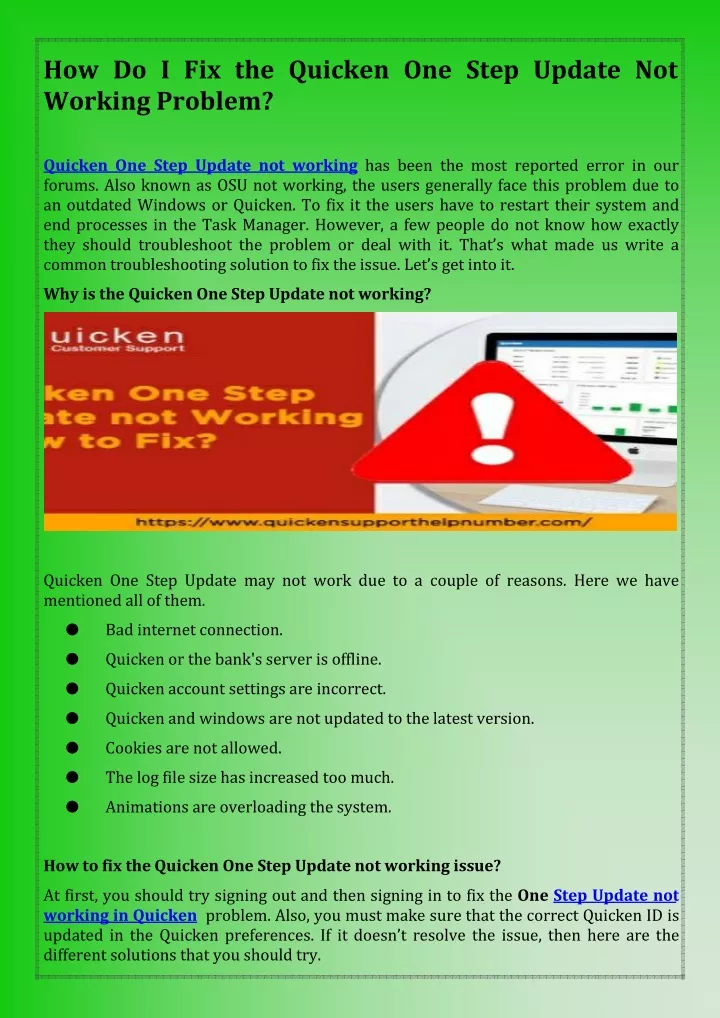 PPT How Do I Fix the Quicken One Step Update Not Working Problem