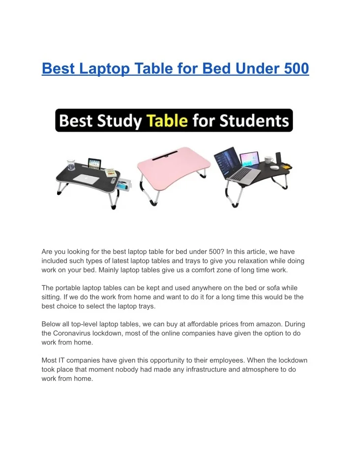 PPT Best Laptop Table for Bed Under 500 PowerPoint Presentation, free