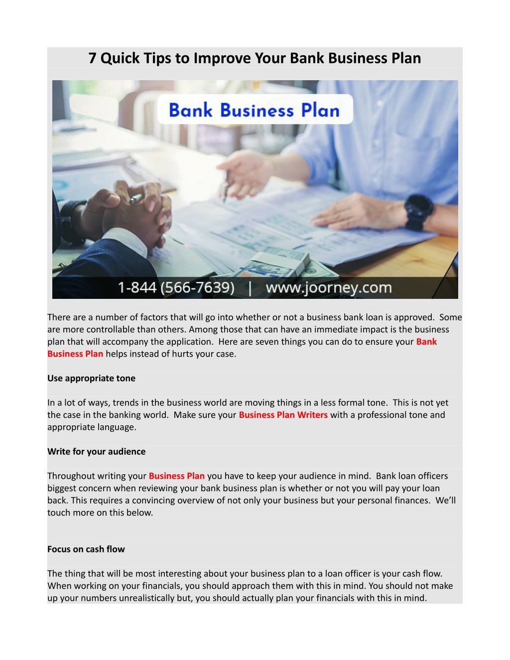 business plan to present to bank