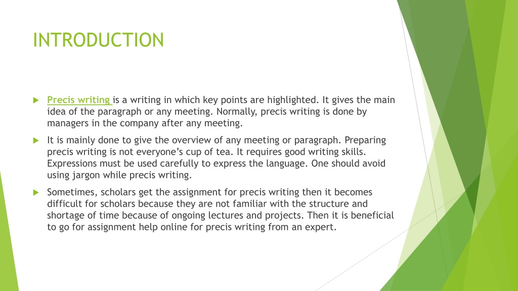 precis writing presentation