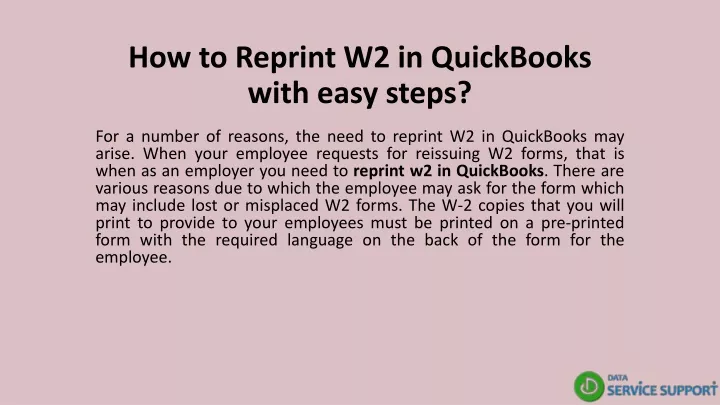 Ppt how to reprint w2 in quickbooks with easy steps powerpoint 