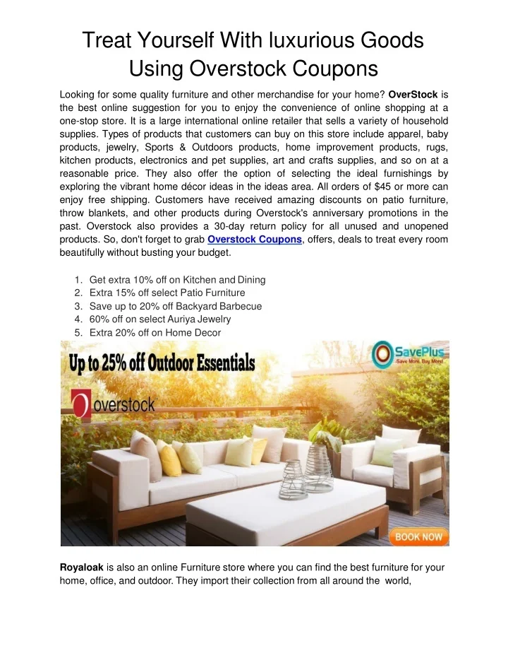 PPT Treat Yourself With luxurious Goods Using Overstock Coupons