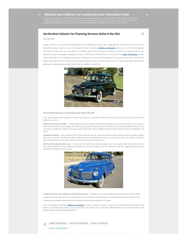 PPT Get the Best Collector Car Financing Services Online in the USA