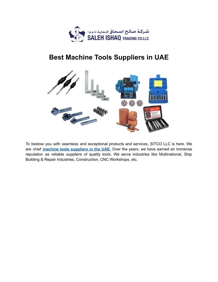 PPT Best Machine Tools Suppliers in UAE PowerPoint Presentation, free