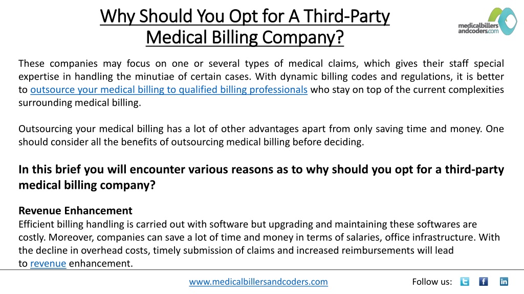 PPT - Why Should You Opt for A Third-Party Medical Billing Company ...