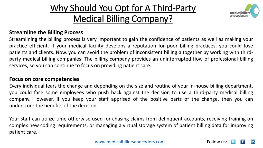 PPT - Why Should You Opt for A Third-Party Medical Billing Company ...