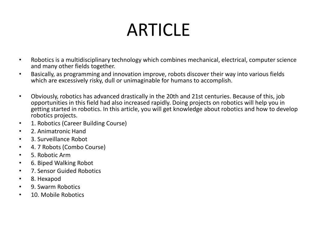 PPT - robotics projects for engineering students PowerPoint ...