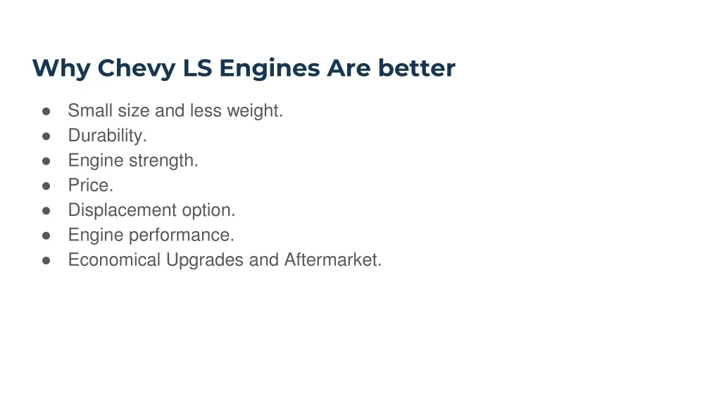 PPT - 7 Reasons Why Chevy LS Engines Are better||USA||Texas ...