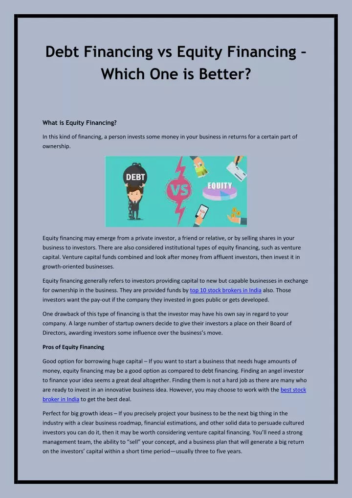 PPT - Debt Financing Vs Equity Financing Which One Is Better PowerPoint ...