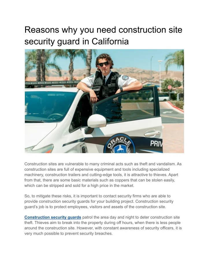 PPT - Reasons why you need construction site security guard in ...