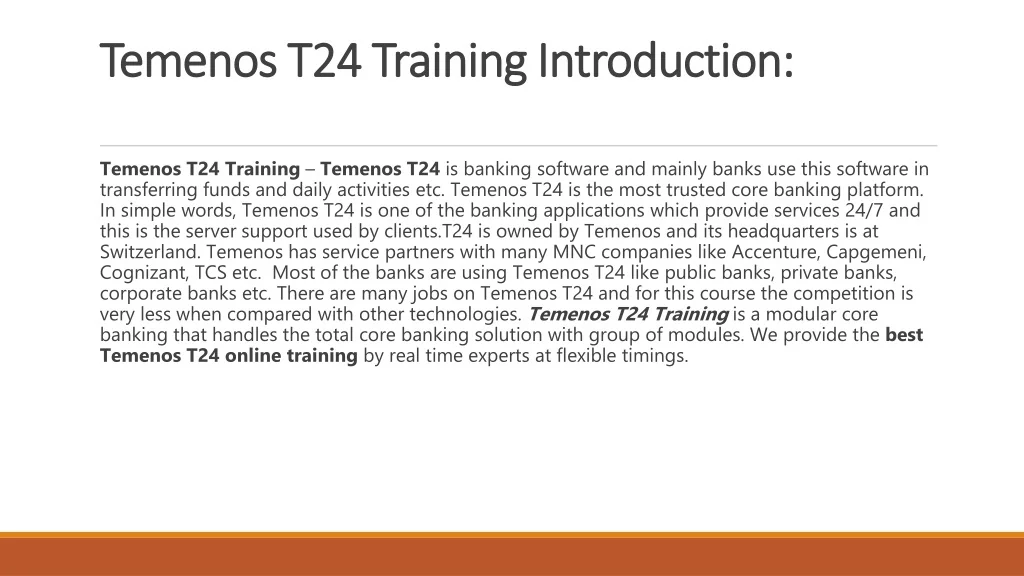 PPT - Temenos T24 Training | Temenos T24 Online Training – ARIT ...