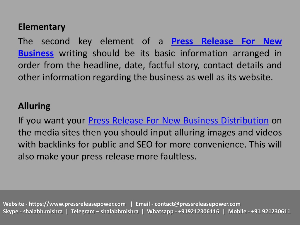 PPT - What Are The Key Elements Of Press Release For New Business ...