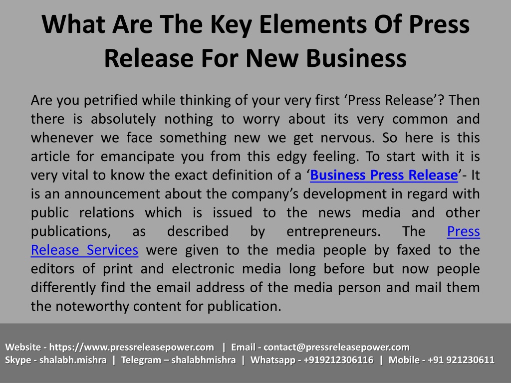 PPT - What Are The Key Elements Of Press Release For New Business ...