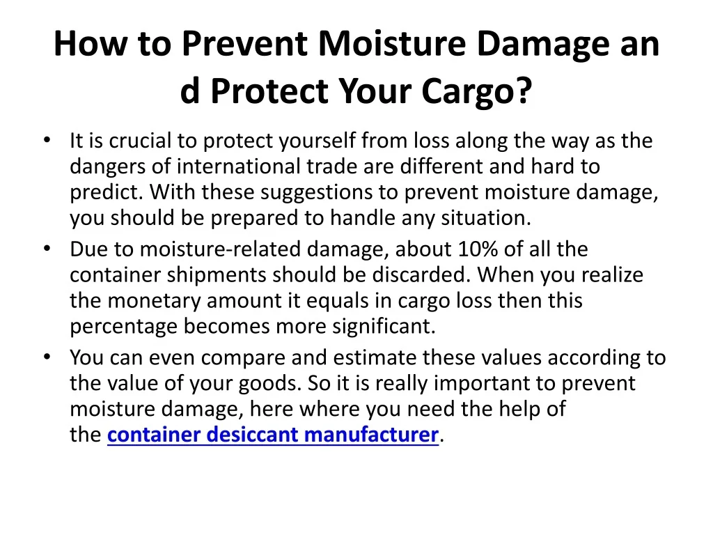 PPT - How to Prevent Moisture Damage and Protect Your Cargo PowerPoint ...