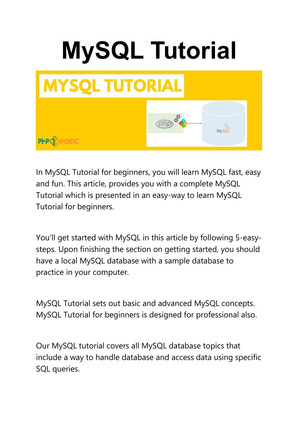 PPT - MySQL Tutorial PowerPoint Presentation, Free Download - ID:10596285