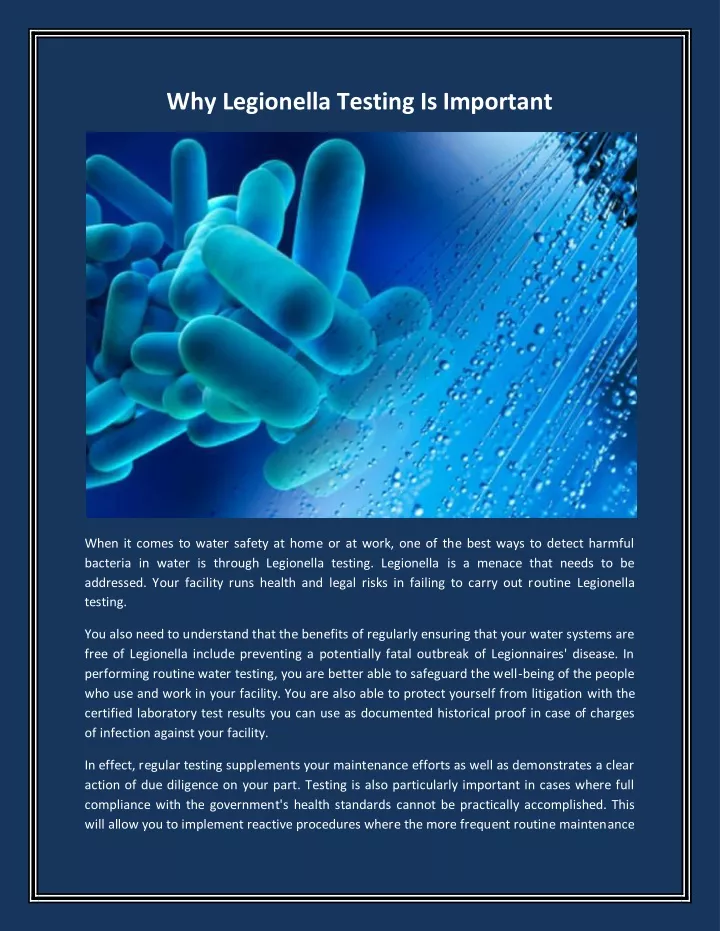 legionella testing bristol