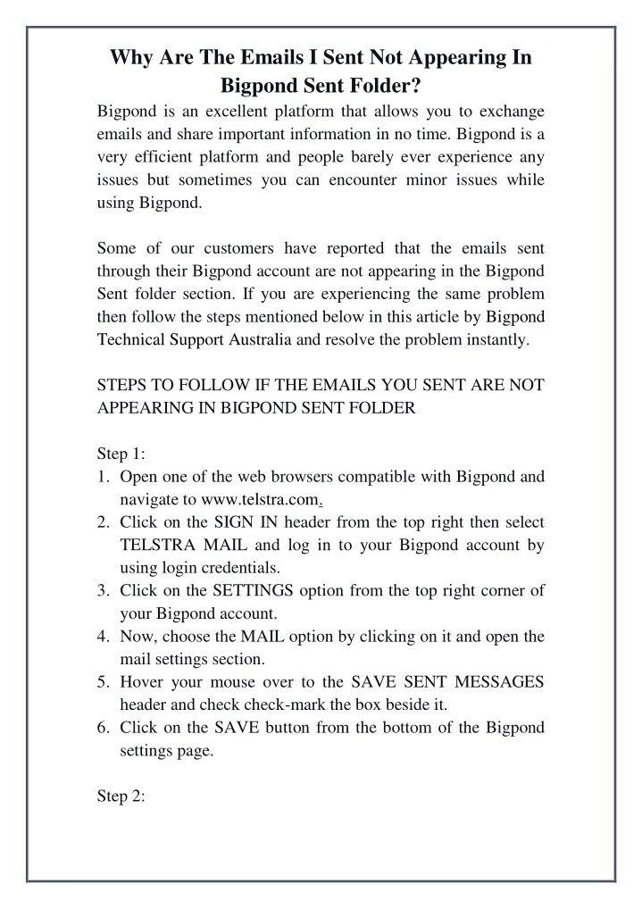 PPT Why Are The Emails I Sent Not Appearing In Bigpond Sent Folder PowerPoint Presentation 