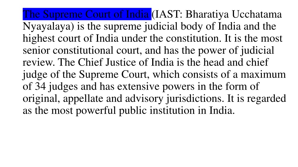 PPT - Supreme Court Of India Judgements PowerPoint Presentation, Free ...