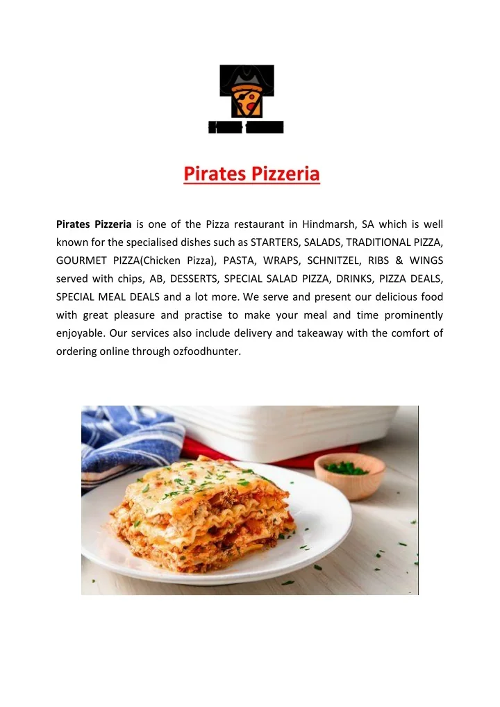 PPT 5 Off Pirates Pizzeria Hindmarsh Menu, SA PowerPoint