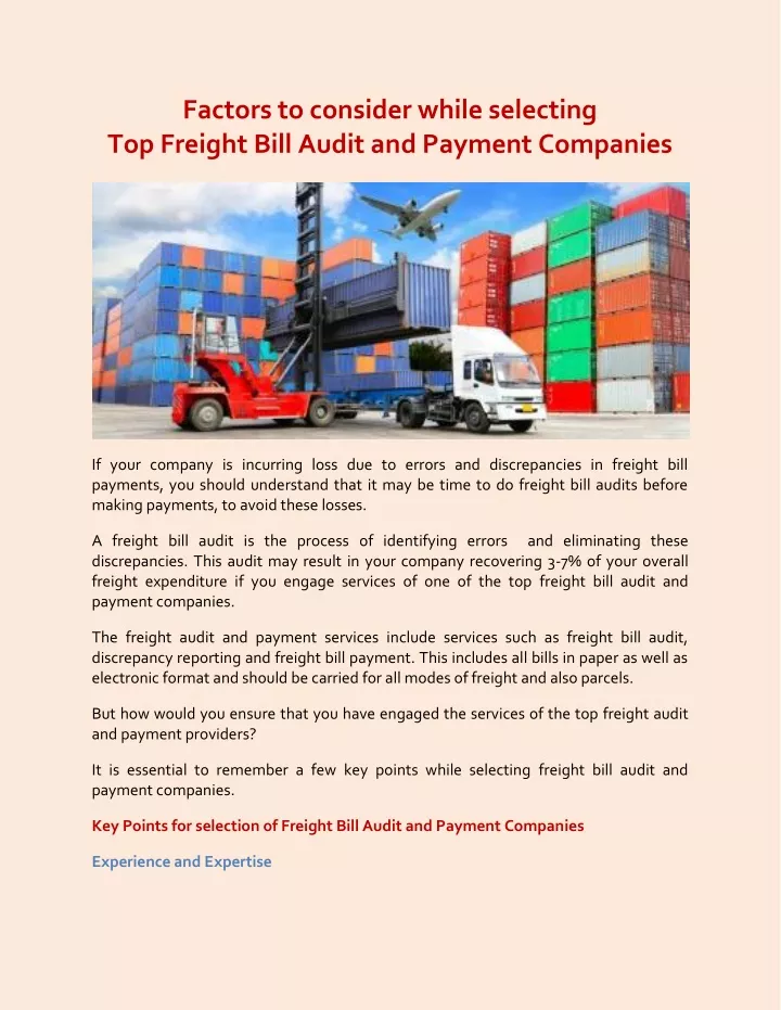 PPT - Freight Audit And Payment Services PowerPoint Presentation, Free ...