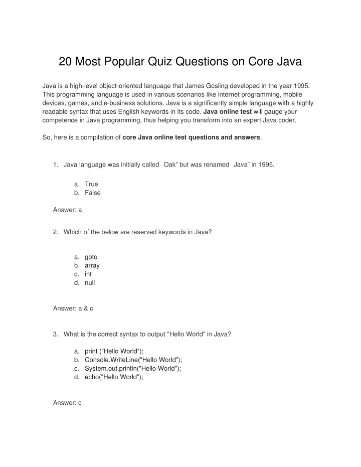 Most Popular Quiz Questions