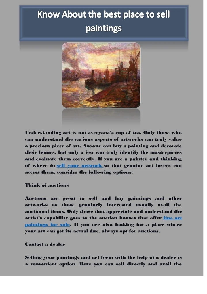 PPT Know About the best place to sell paintings PowerPoint