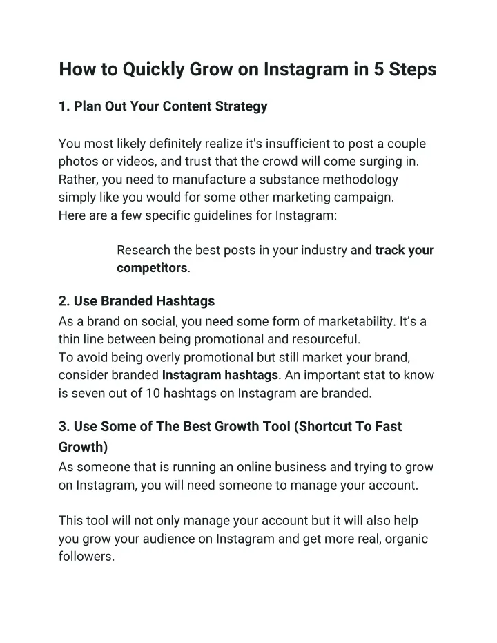 PPT - How to Quickly Grow on Instagram in 5 Steps PowerPoint ...
