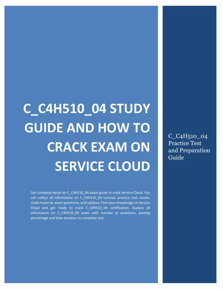 PPT - C_C4H510_04 Study Guide and How to Crack Exam on Service Cloud 