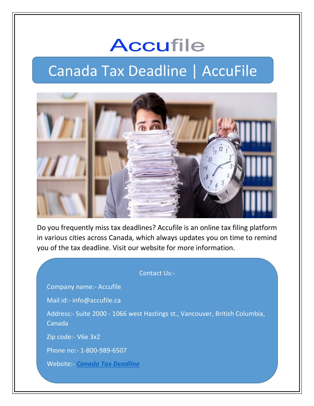 PPT Canada Tax Deadline AccuFile PowerPoint Presentation, free