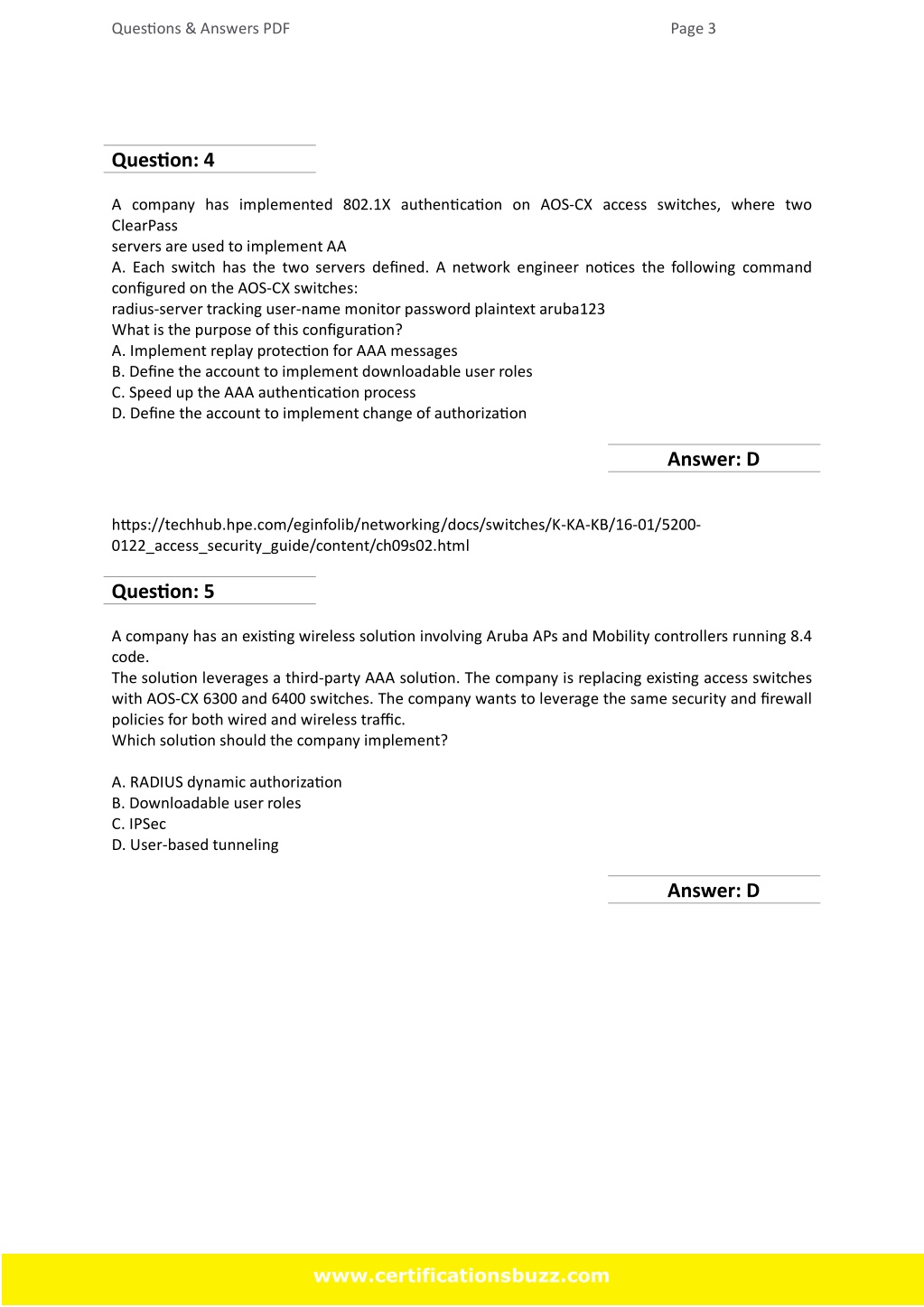 Exam Dumps HPE6-A73 Provider