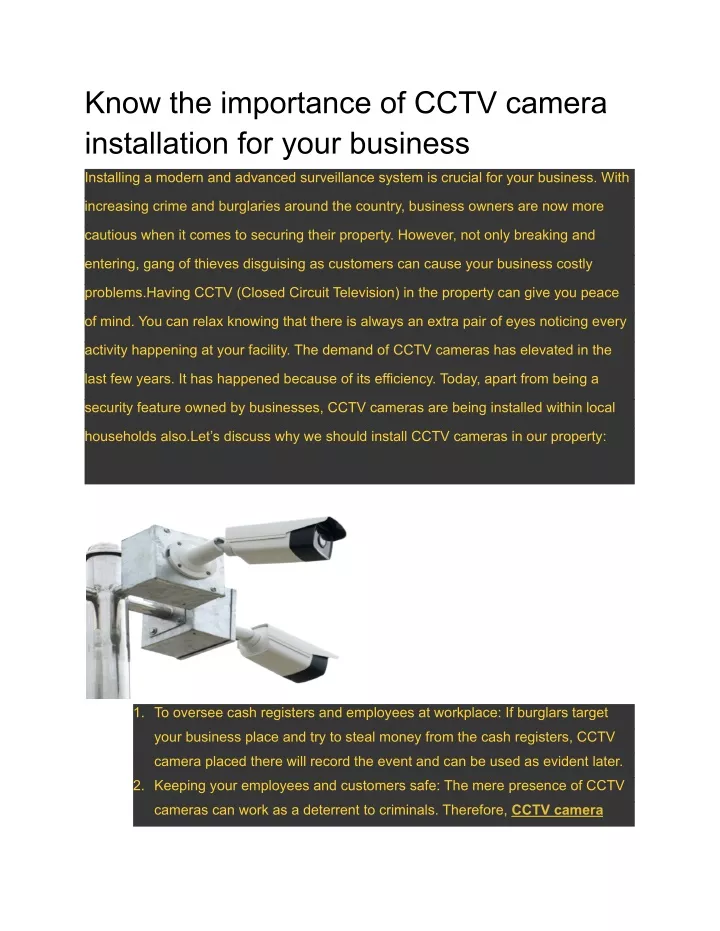 importance of cctv essay