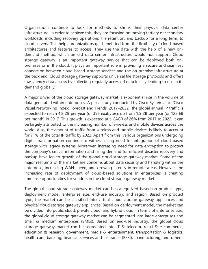 PPT Cloud Storage Gateway Market PowerPoint Presentation, free
