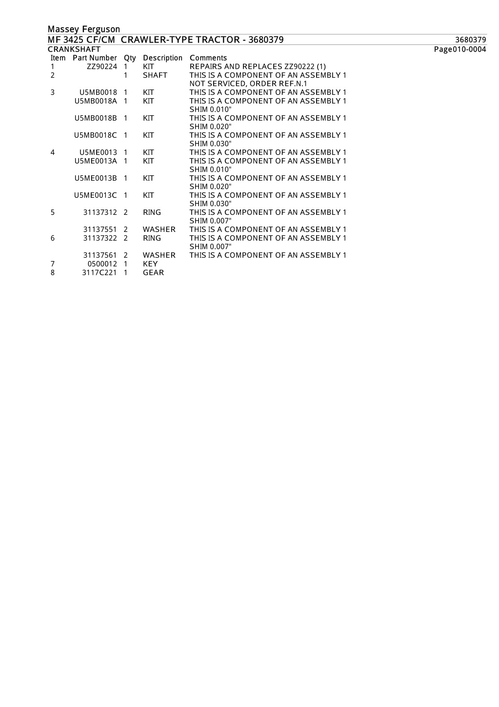 Ppt Massey Ferguson Mf Cf Crawler Type Tractor Parts Catalogue