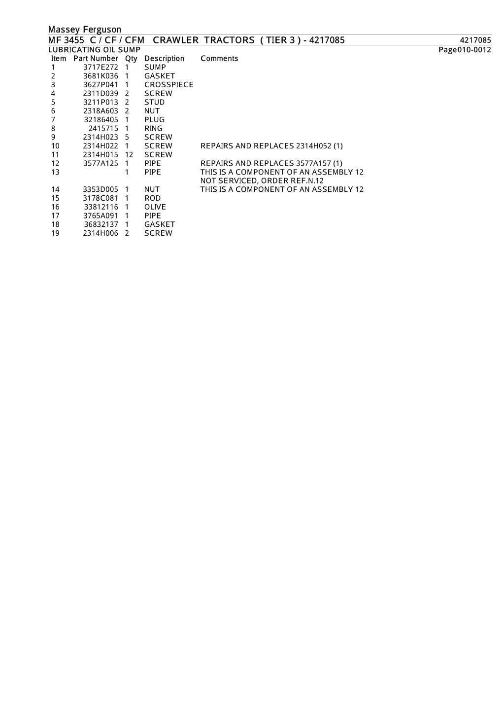 Ppt Massey Ferguson Mf Cf Crawler Tractors Tier Parts