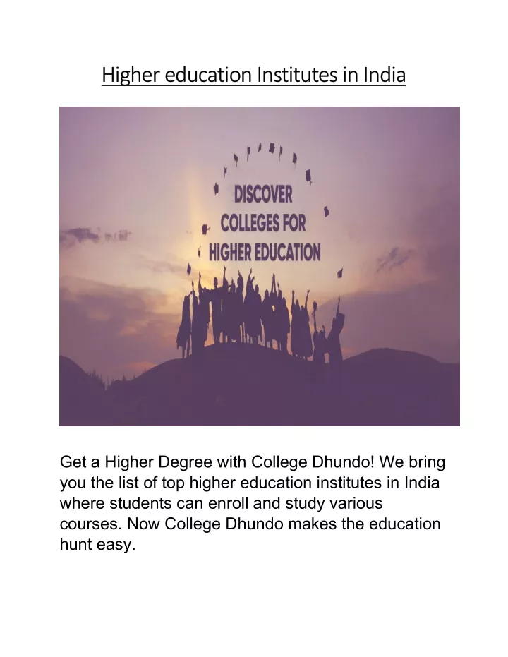 PPT - Higher education Institutes in India PowerPoint Presentation ...