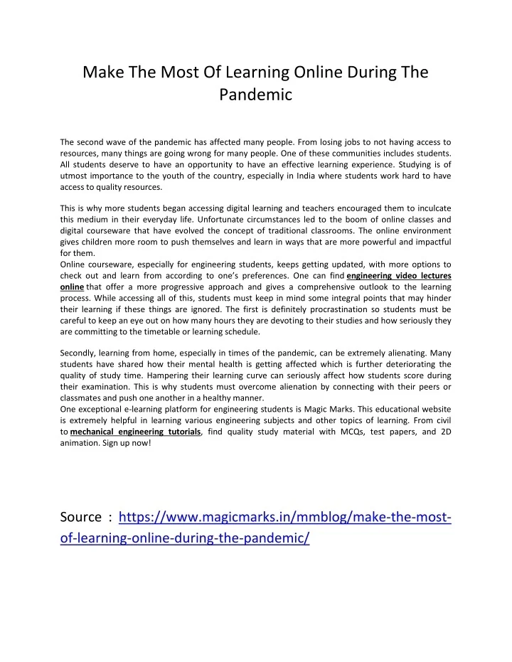PPT - Make The Most Of Learning Online During The Pandemic PowerPoint ...