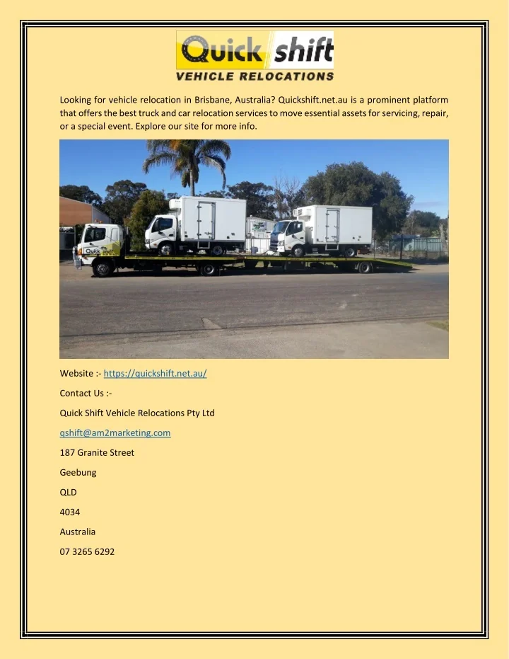 PPT Car Relocation Brisbane PowerPoint Presentation