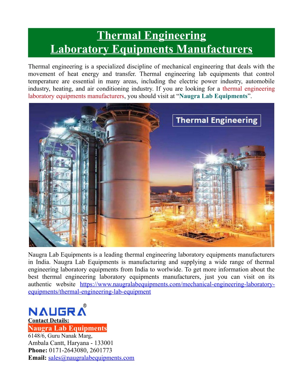 PPT - Thermal Engineering Laboratory Equipments Manufacturers ...