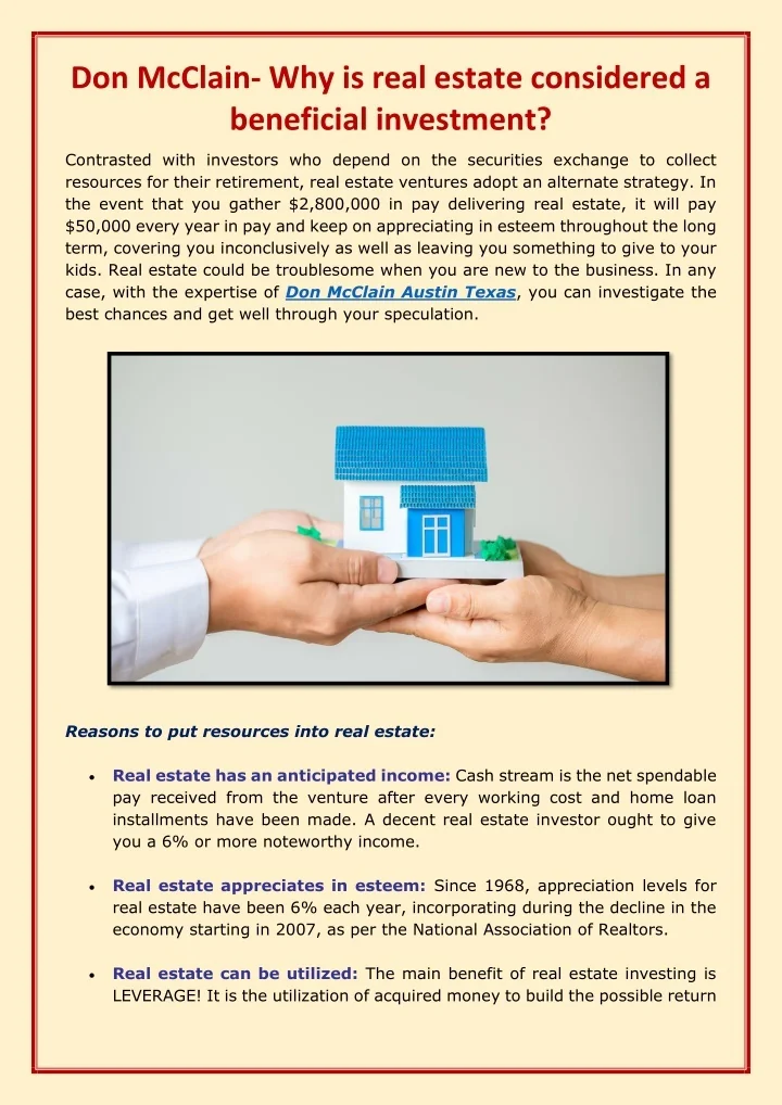 PPT Don McClain Why Is Real Estate Considered A Beneficial Investment converted PowerPoint 