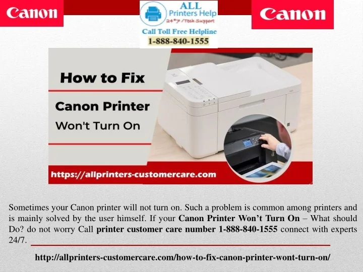 PPT Call 18888401555 How to Fix Canon Printer Won’t Turn On